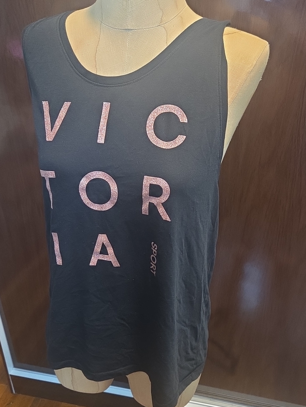 Victoria's Secret Black Tank Top with Pink Glitter Logo
